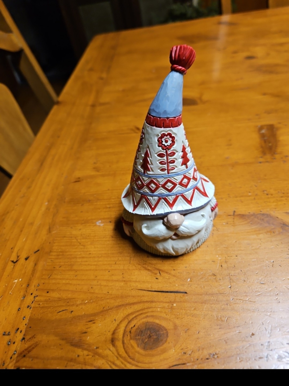 Jim Shore Festive Christmas Gnome Figurine in Red, Light Blue & Cream